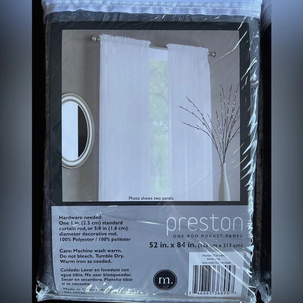 Preston Sheer Rod Pocket Panels Gray 52in x 84in Two Panels